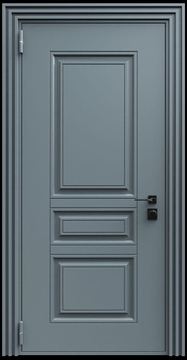 Входная термодверь с металлофиленкой и порошковым напылением RAL 7011 (тип №2)